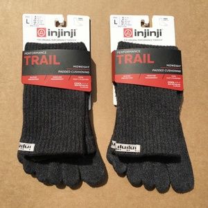 Injinji Trail Midweight Crew Toe Socks 2-Pack Gray L